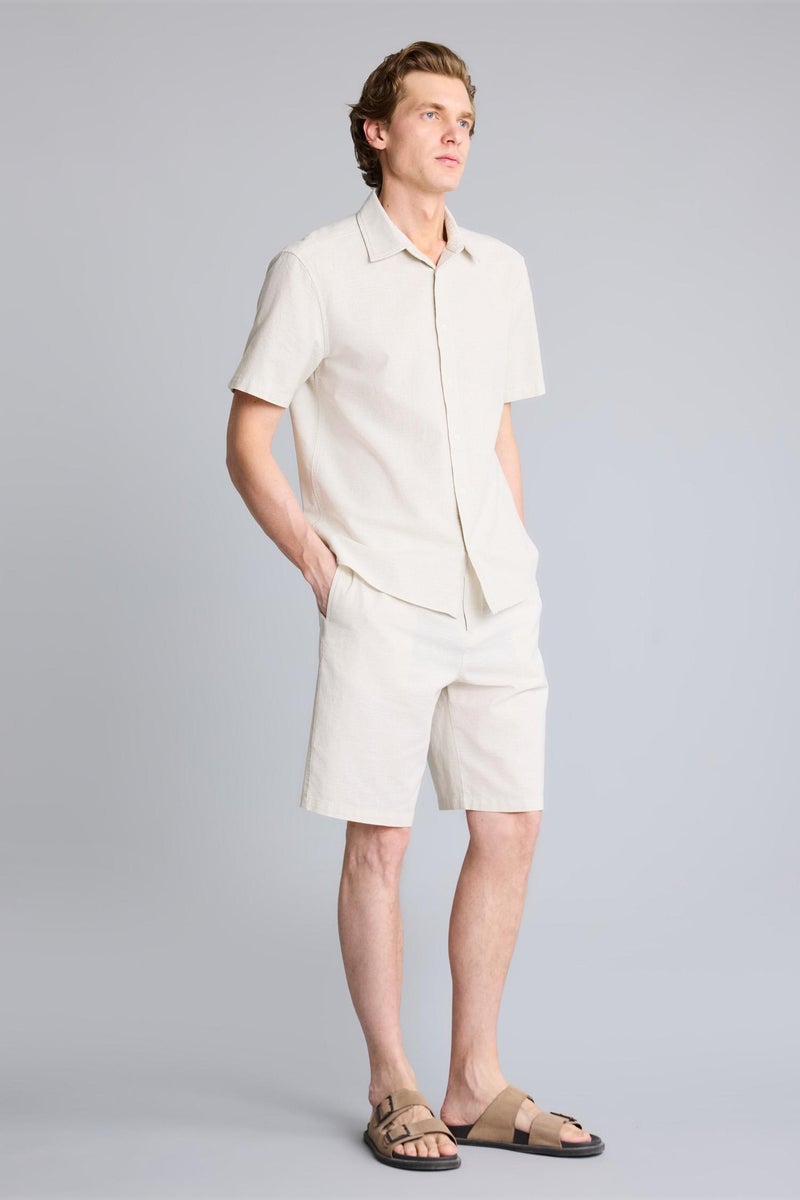 DeFacto Beige Man Relax Fit Cotton Basic Shorts Casual - Image 1